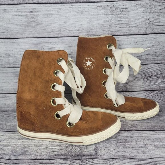 CONVERSE Chuck Taylor Beverly Lace Suede Leather Winter Shoes Women 6 - Picture 1 of 9
